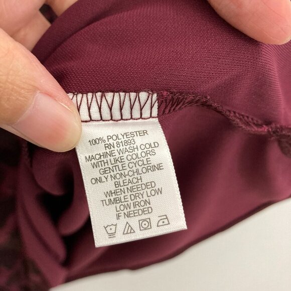 H by Halston Burgundy Animal Print Boat Neck 3/4 Sleeve Tie Front Dress 1X - Picture 8 of 10